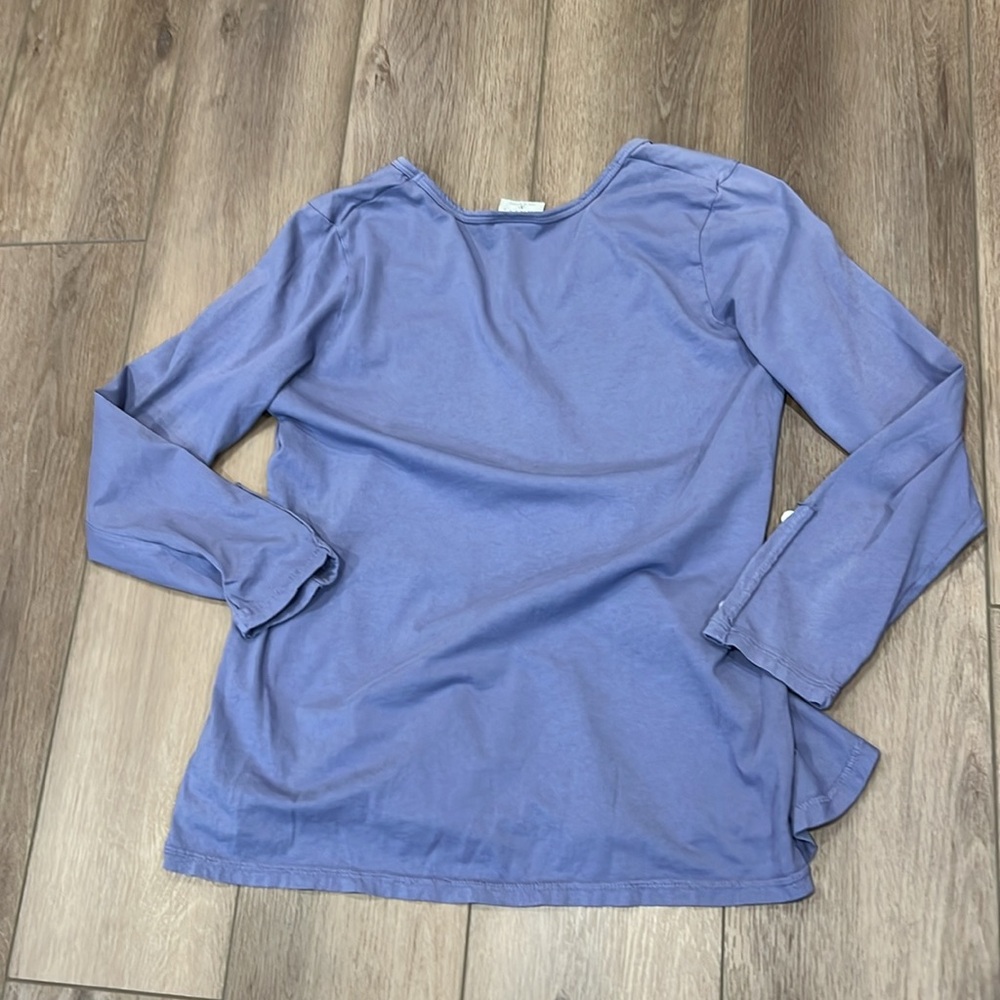 CMC (Color Me Cotton) Women's Purple V-Neck Top Tiered Bottom Cuff Buttons Sz S - Picture 9 of 9